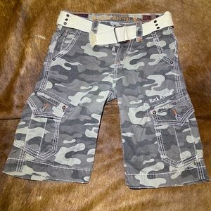 Rock Revival Grey Camo Cargo Shorts with Belt